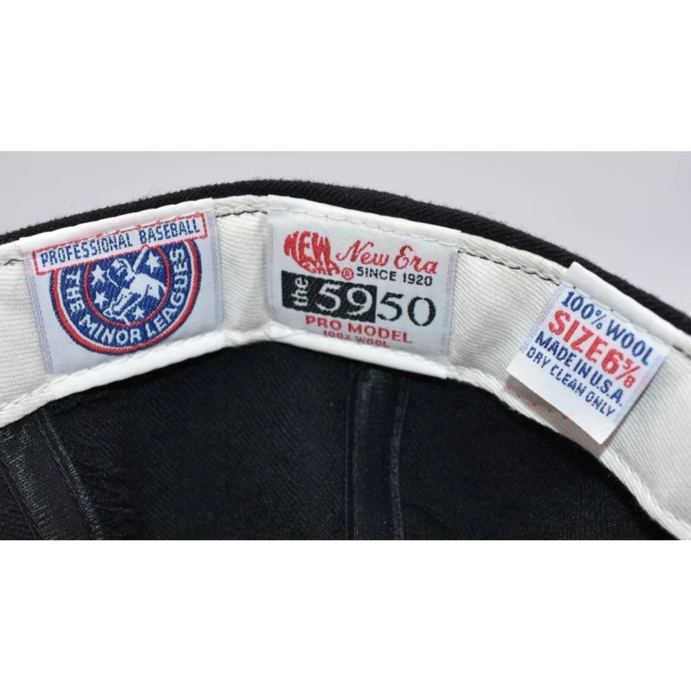 Vtg NWT New Era Minor League Baseball HICKORY CRAWDADS Black Wool Hat Cap 6 5/8